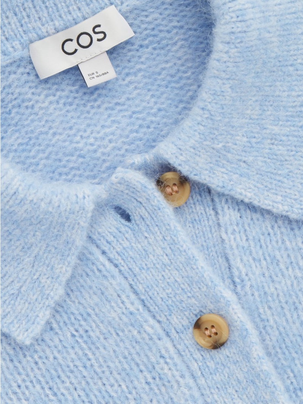 COS *WOOL/ALPACA* Sky Light Baby Blue Short Sleeve Knit Cardigan Sweater XSMALL - Picture 7 of 14